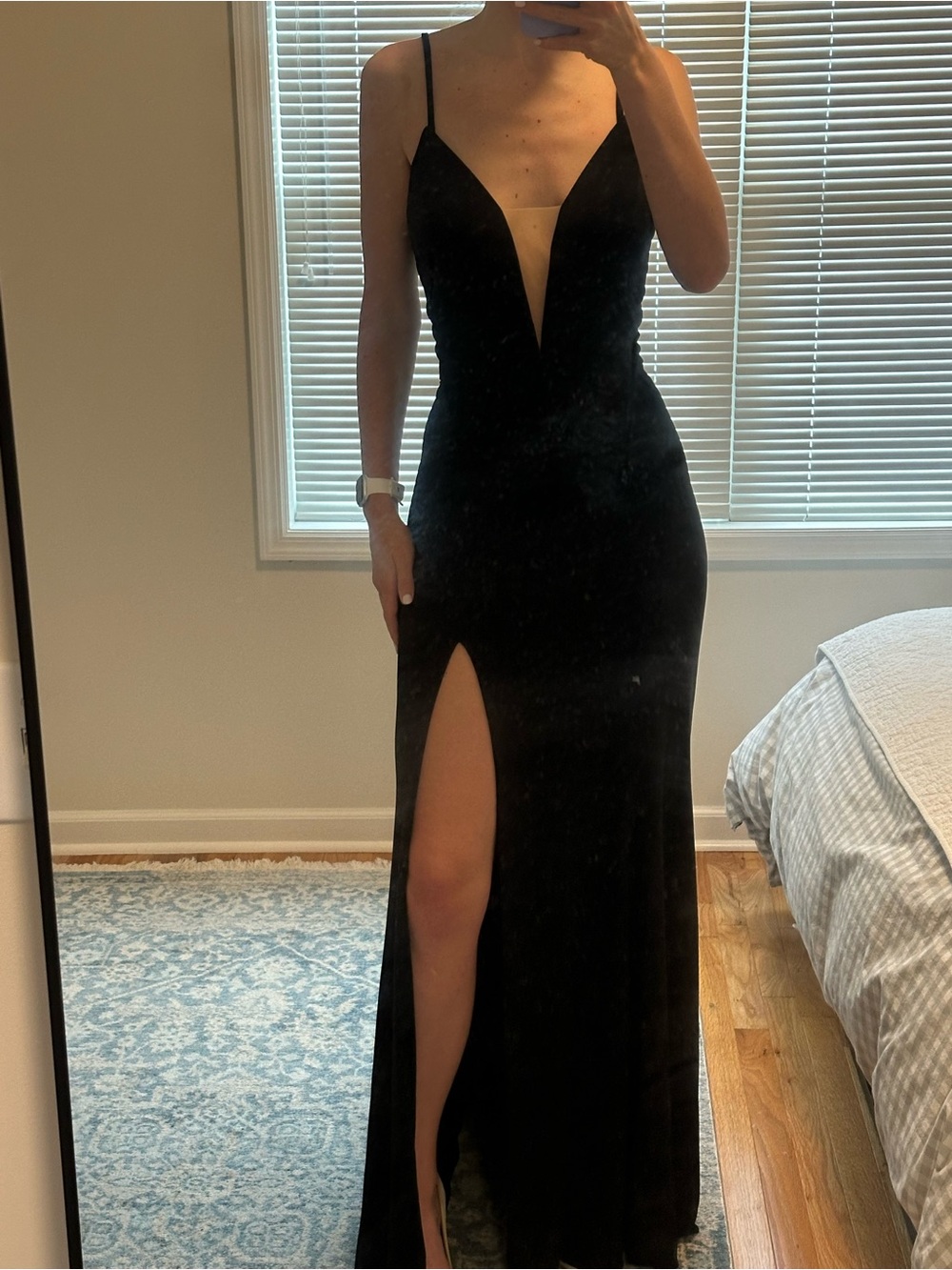Black Maxi Gown with Thigh Slit